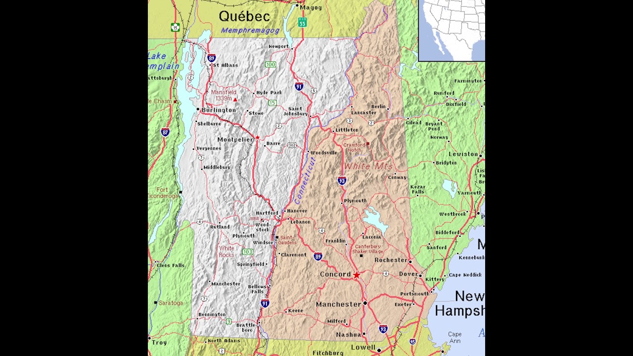 map of New Hampshire USA