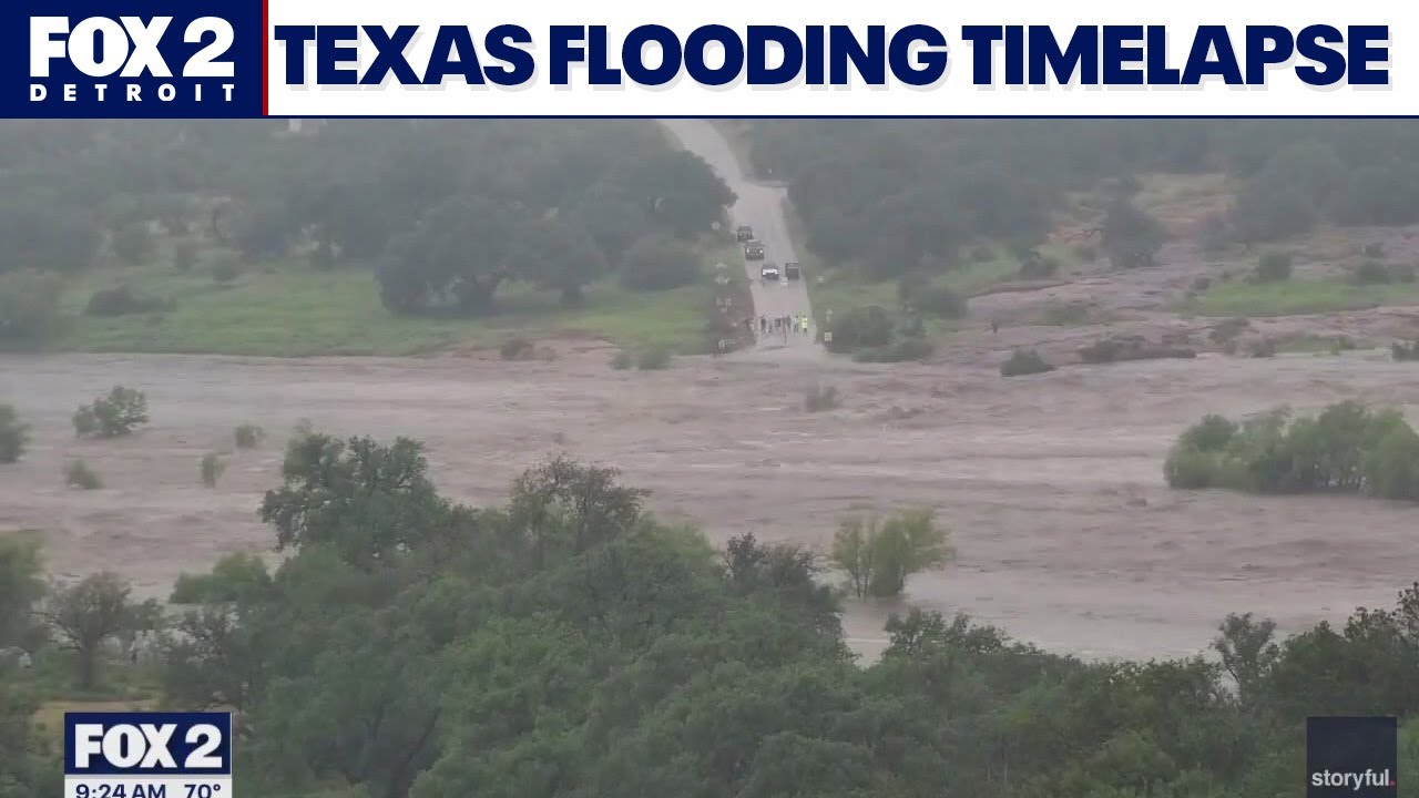 Texas flooding timelapse: Guadalupe River jumps 19 feet an an hour