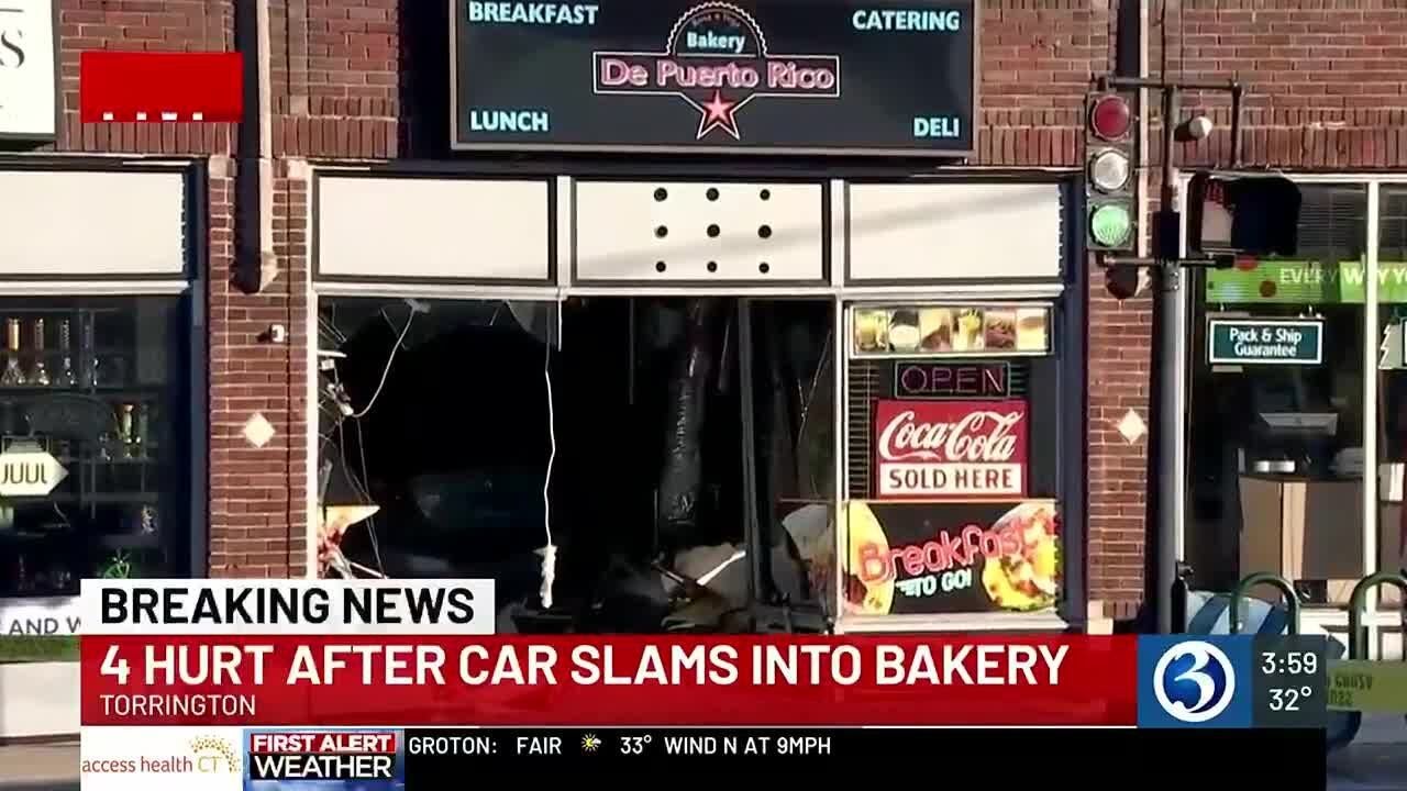 Multiple people were hurt when driver slams through bakery in Torrington