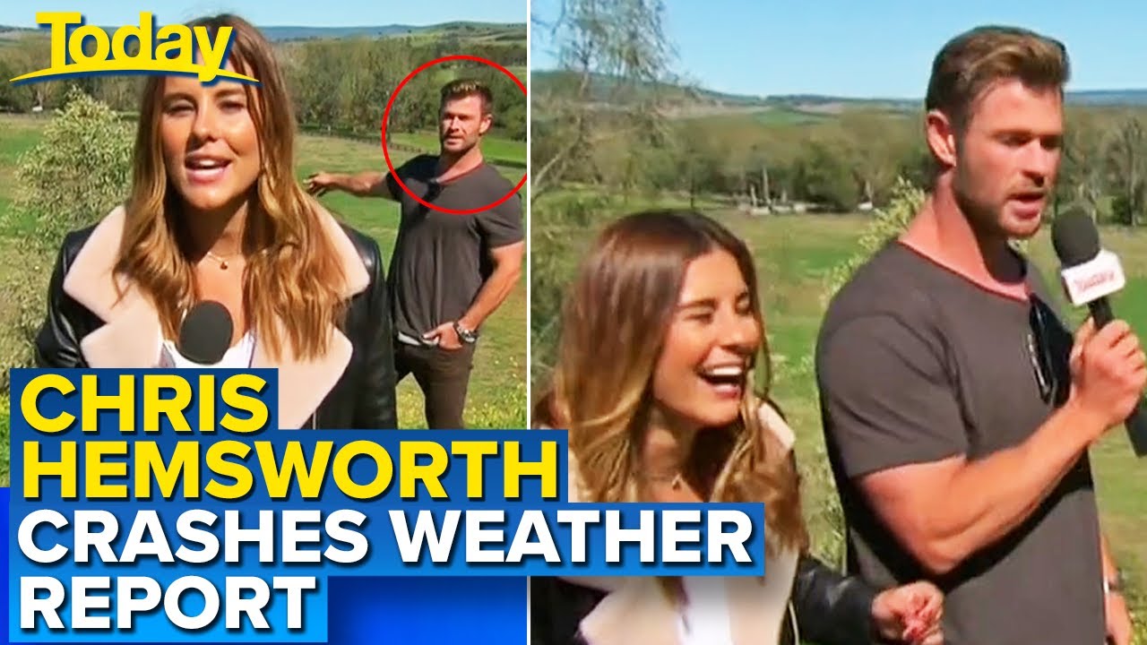Chris Hemsworth crashes live TV weather report | Today Show Australia