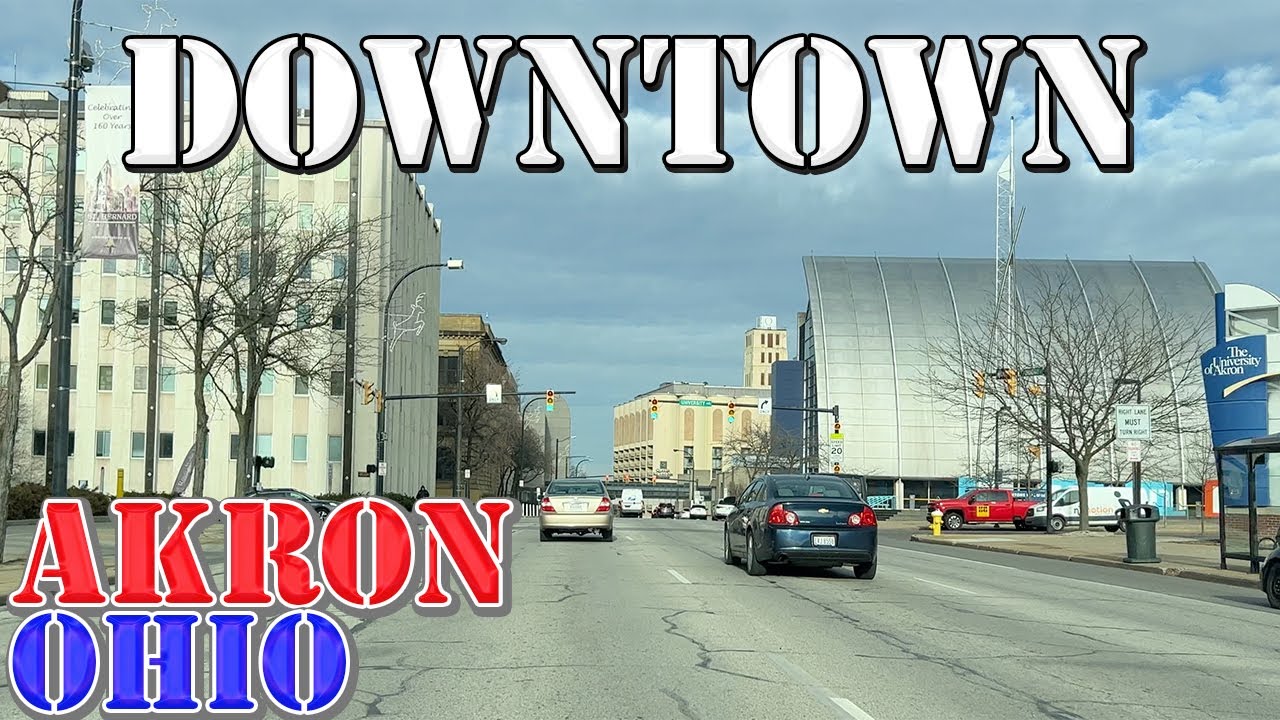 Akron - Ohio - 4K Downtown Drive