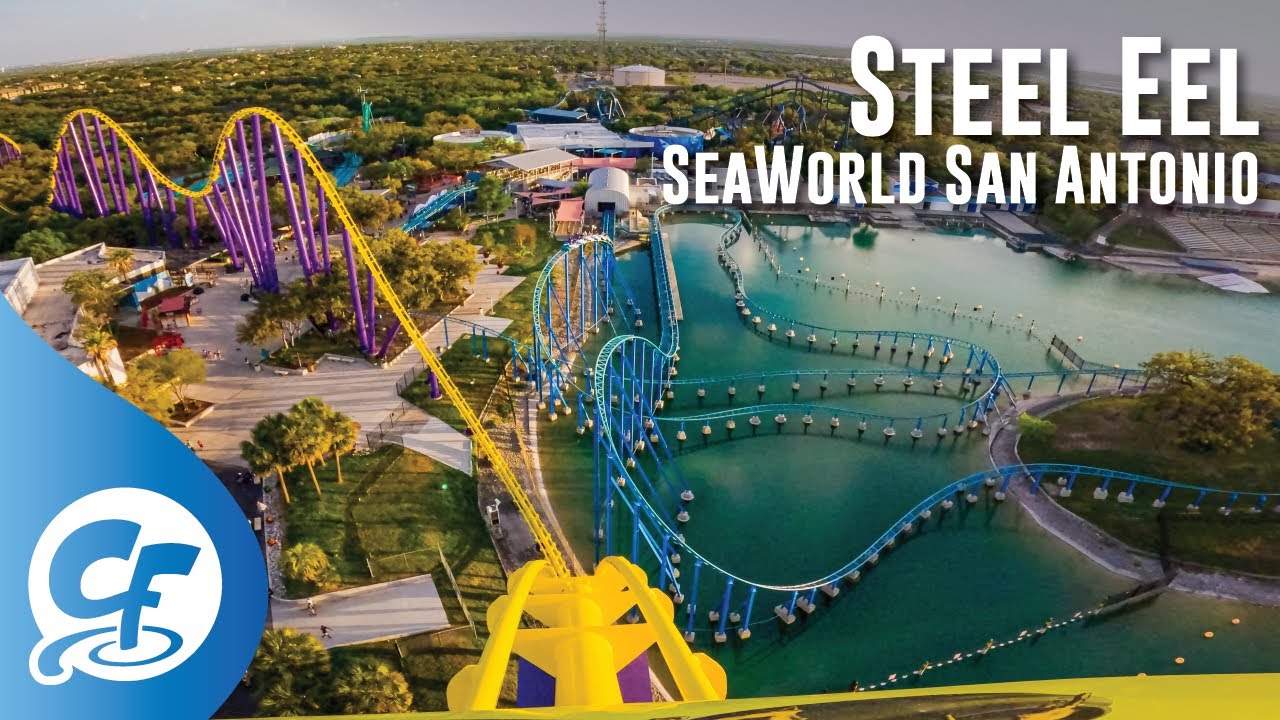Steel Eel front seat on-ride 4K POV @60fps SeaWorld San Antonio