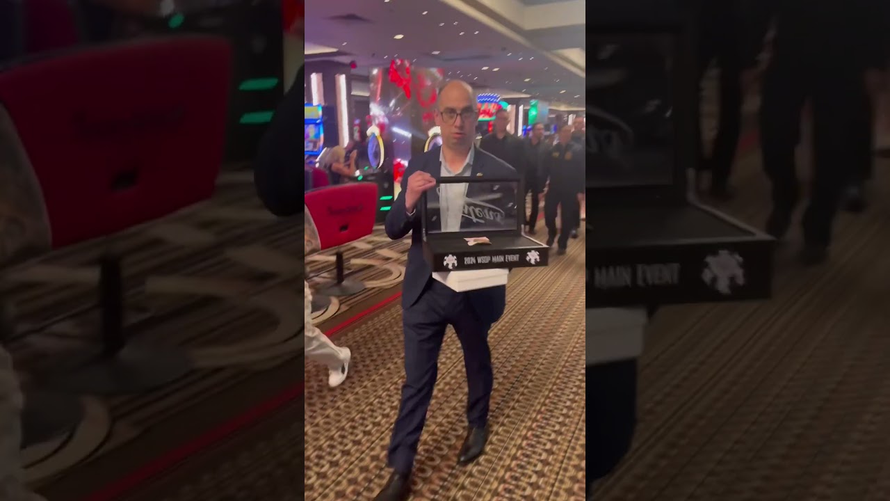 Armed Security for $10M poker winner walking through casino - 2024 WSOP Main Event bracelet winner