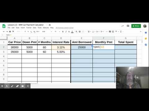 Car Payment Calculator - Google Sheets