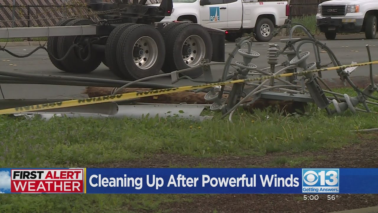 Cleanup underway after powerful winds in Woodland