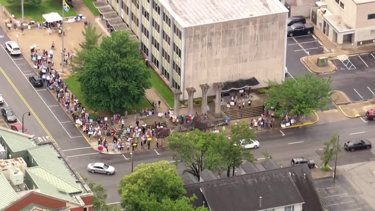 AERIALS | 'No Kings' protest in New Albany, Indiana